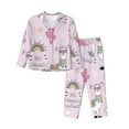 thumbnail image 1 of Uemuo No Drama Llama Pattern Womens Pajama Sets,PJ Set for Women,Pajamas for Women Logo,Long Sleeve Pajama Set for Women,Soft Long Sleeve Top With Pants-, 1 of 9
