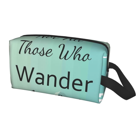 Uemuo Not All Those Who Wander Are Lost1 Pattern Portable Toiletry Bags with Handle, Waterproof travel Make up Bags for Women, Large Capacity Travel Cosmetic Bags