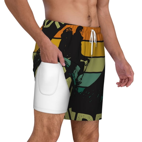 Uemuo Not All Who Wander Are Lost 1 Pattern Mens Swim Trunks Quick Dry Board Shorts with Mesh Lining, Stretch Beach Shorts Quick Dry No-Chafing Board Shorts-X-Large