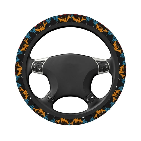 Uemuo Not All Who Wander Are Lost Hiking Printed Car Elastic Steering Wheel Cover - Universal Car Accessory for Diverse Cars Anti-Slip, and Comfortable- 15"