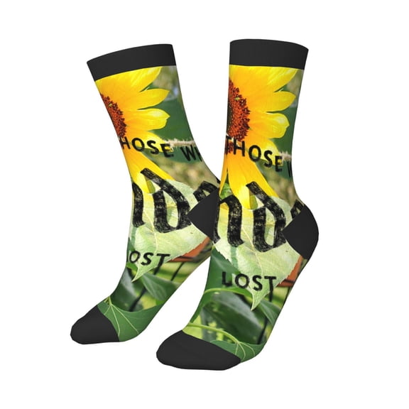 Uemuo Not All Who Wander Are Lost Printed Kids Boys Socks Seamless Crew Socks Crazy Funny Athletic Sport Socks for Children