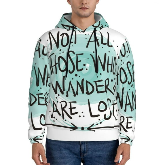 Uemuo Not All Who Wander Are Lost1 Pattern Men's Hoodie - Casual Pullover Hoodie with Kangaroo Pocket, Stylish Hooded Sweatshirt for Everyday Wear-Medium