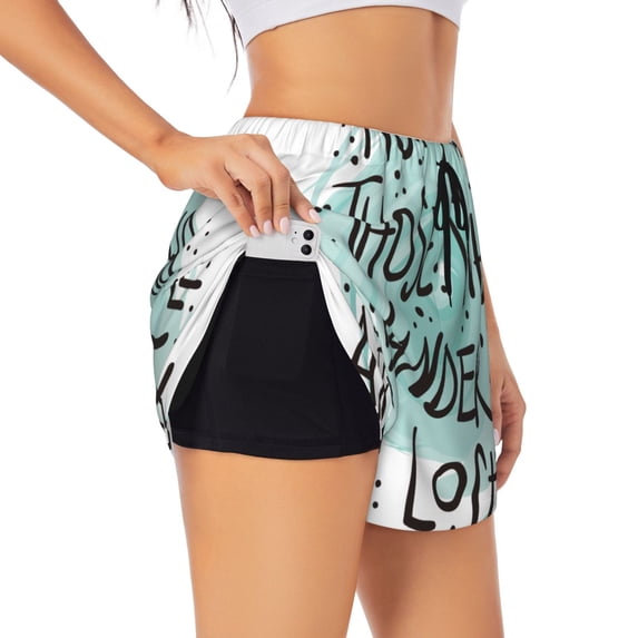 Uemuo Not All Who Wander Are Lost1 Pattern Women's Athletic Shorts High Waisted Running Shorts with Liner Pockets Gym Elastic Workout Shorts-
