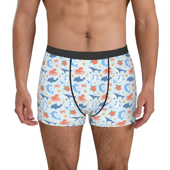 Uemuo Ocean animals Pattern Men's Boxer Briefs,Trunk Anti-Chafing,Comfortable, Durable, and Stylish Underwear-XX-Large