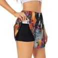 thumbnail image 1 of Uemuo Oil Painting Sunflower Puppy Pattern Women's Athletic Shorts High Waisted Running Shorts with Liner Pockets Gym Elastic Workout Shorts-X-Large, 1 of 9