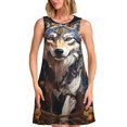 thumbnail image 1 of Uemuo Oil Painting Tribal Wolf Pattern Women’s Sleeveless Dress – Casual Summer A-Line Dress, Stylish and Comfortable Sundress for Hot Weather, 1 of 7