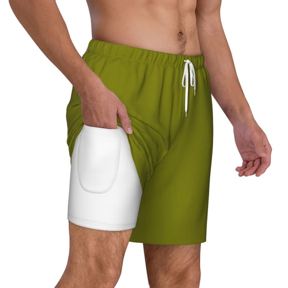 Uemuo Olive Pattern Mens Swim Trunks Quick Dry Board Shorts with Mesh Lining, Stretch Beach Shorts Quick Dry No-Chafing Board Shorts-XX-Large