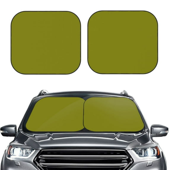 Uemuo Olive Printed 2 PCS Car Windshield Sun Shade, Auto Sun Heat and UV Rays Blocker, Foldable Automotive Front Window Sunshade Protector