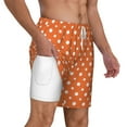 thumbnail image 1 of Uemuo Orange And White Polka Dot Pattern Mens Swim Trunks Quick Dry Board Shorts with Mesh Lining, Stretch Beach Shorts Quick Dry No-Chafing Board Shorts-Small, 1 of 9