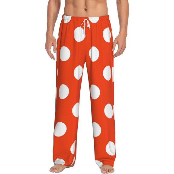 Uemuo Orange And White Polka Dot1 Pattern Men's Wide Leg Palazzo Lounge Pants with Pockets Light Weight Loose Comfy Casual Pajama Pants-X-Large