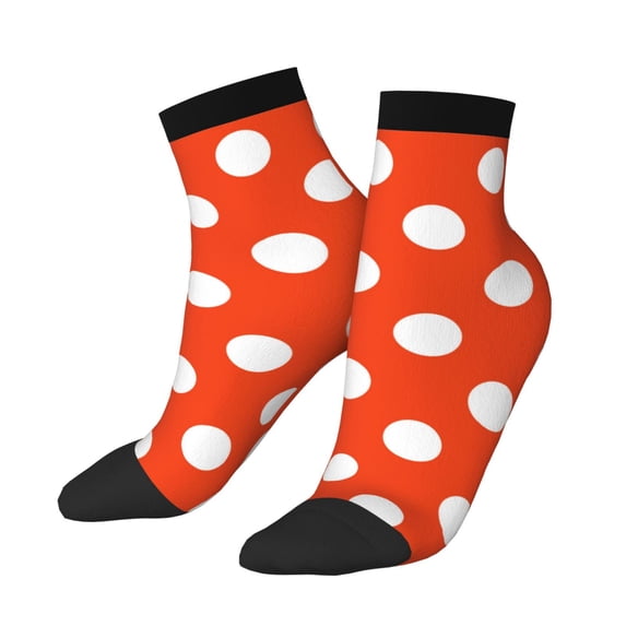 Uemuo Orange And White Polka Dot1 Printed Crew Socks, Moisture-Wicking Socks, Athletic Socks for Men Breathable Cushion Socks Casual Sport Socks for Running Traveling