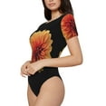 thumbnail image 1 of Uemuo Orange Dalia Pattern Women's One Piece Short Sleeve Swimsuit Rash Guard Surfing Modest Quick-drying Swimsuit Beach Essentials-Small, 1 of 9