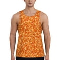 thumbnail image 1 of Uemuo Orange Glitter Pattern Men's Muscle Shirts Sleeveless Dry Fit Gym Workout Tank Top Lightweight Sports Tank Top Beach Tank Top, Loose-fit Sleeveless Shirt-Large, 1 of 7