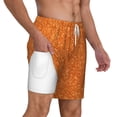 thumbnail image 1 of Uemuo Orange Glitter Pattern Mens Swim Trunks Quick Dry Board Shorts with Mesh Lining, Stretch Beach Shorts Quick Dry No-Chafing Board Shorts-Small, 1 of 9
