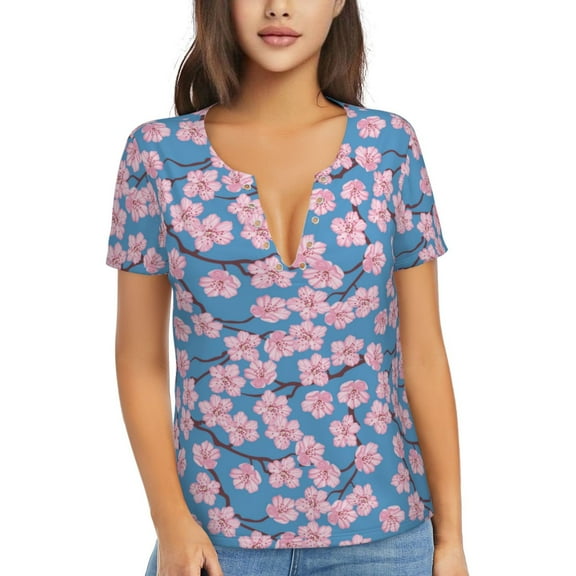 Uemuo Orchids Flowers Drawing Women's Deep V-Neck Low Cut Tops - Casual Loose Fit with Stainless Steel Loop, Soft, Breathable, Perfect for Office, Travel, and Daily Wear-Large