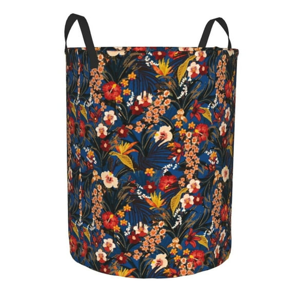 Uemuo Orchids Flowers Pattern Circular Laundry Hamper Basket with handles,Collapsible laundry basket,Large capacity laundry hamper,Laundry Organizer-Medium