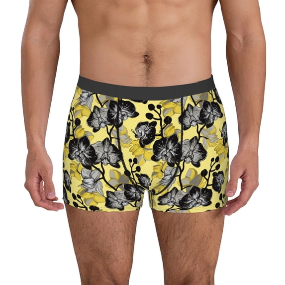 Uemuo Orchids Flowers Pattern Men's Boxer Briefs,Trunk Anti-Chafing,Comfortable, Durable, and Stylish Underwear-XX-Large