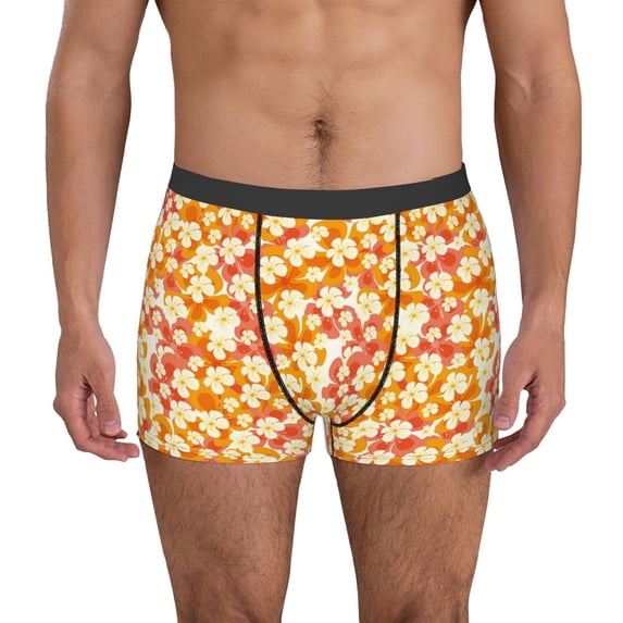 Uemuo Orchids Flowers Pattern Men's Boxer Briefs,Trunk Anti-Chafing,Comfortable, Durable, and Stylish Underwear-