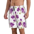 thumbnail image 1 of Uemuo Orchids Flowers Pattern Men's Swim Trunks Hawaiian Beach Bathing Suit Swimsuits Beach Quick-Dry Shorts with Pockets-Large, 1 of 9