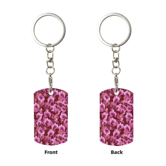 Uemuo Orchids Flowers Pattern Rectangular Metal Keychain - Durable, Stylish, and Personalized Key Ring for Men and Women,Engraved Keychain,Gift Slim Sturdy Keychain