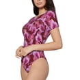 thumbnail image 1 of Uemuo Orchids Flowers Pattern Women's One Piece Short Sleeve Swimsuit Rash Guard Surfing Modest Quick-drying Swimsuit Beach Essentials-Medium, 1 of 9