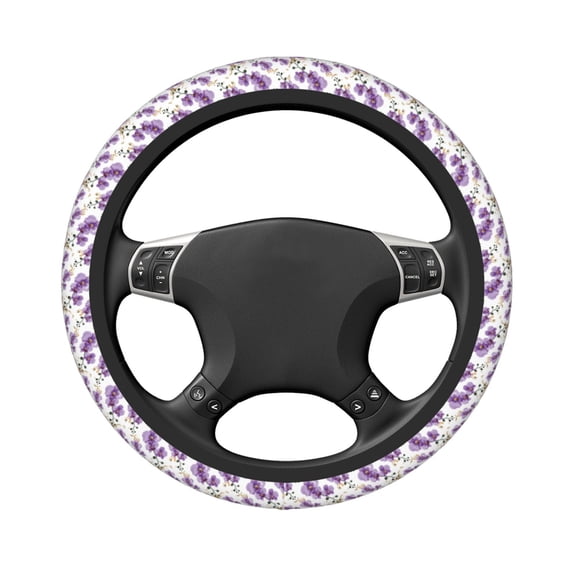 Uemuo Orchids Flowers Printed Car Elastic Steering Wheel Cover - Universal Car Accessory for Diverse Cars Anti-Slip, and Comfortable- 15"