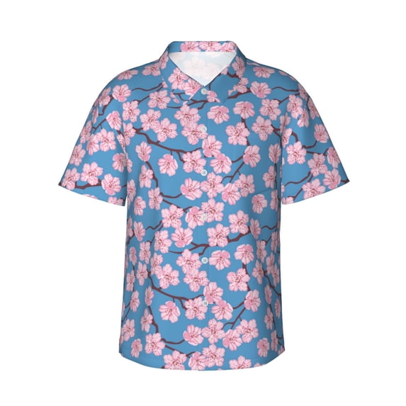 Uemuo Orchids Flowers Printed Regular Fit Short Sleeve Casual Hawaiian Shirt for Men,Aloha shirt,Tropical shirt,Floral print shirt,Vacation Beach shirt-X-Large