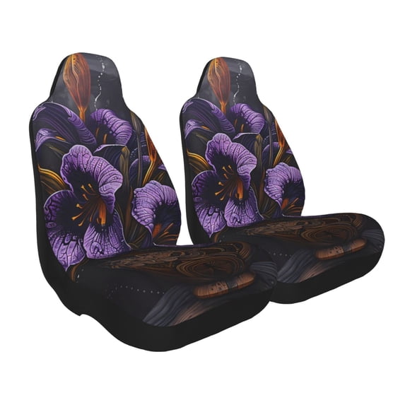 Uemuo Ornate Purple Floral Vase Pattern Car Seat Covers for Front Seats Waterproof Seat Covers for Cars, Universal Auto Front Seats Protector Fits for Car-1