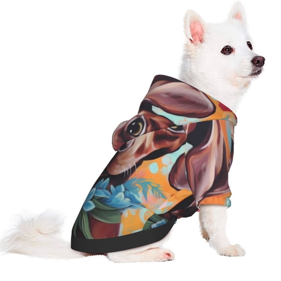 Uemuo Painted Flower Puppy for Winter Dog Hoodie Sweatshirts with Pockets Warm Dog Clothes for Small Dogs Chihuahua-