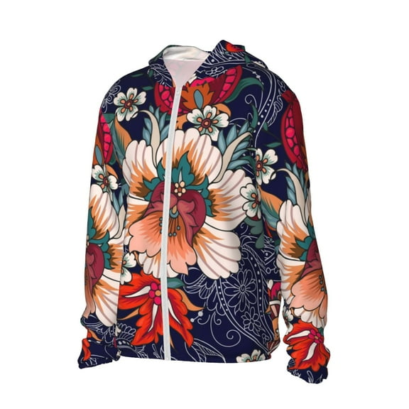 Uemuo Paisley2 Pattern Women's Full Zip UPF 50  Sun Protection Hoodie Jacket Long Sleeve Sun Shirt Hiking Outdoor Performance with Pockets-Small
