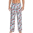 thumbnail image 1 of Uemuo Panda And Rose Pattern Men's Wide Leg Palazzo Lounge Pants with Pockets Light Weight Loose Comfy Casual Pajama Pants-Small, 1 of 9
