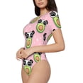 thumbnail image 1 of Uemuo Panda Avocado Pattern Women's One Piece Short Sleeve Swimsuit Rash Guard Surfing Modest Quick-drying Swimsuit Beach Essentials-Large, 1 of 9