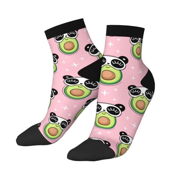 Uemuo Panda Avocado Printed Crew Socks, Moisture-Wicking Socks, Athletic Socks for Men Breathable Cushion Socks Casual Sport Socks for Running Traveling