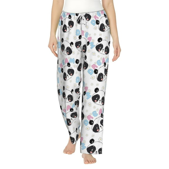 Uemuo Panda Bear1 Pattern Women's Wide Leg Palazzo Lounge Pants with Pockets Light Weight Loose Comfy Casual Pajama Pants-Medium
