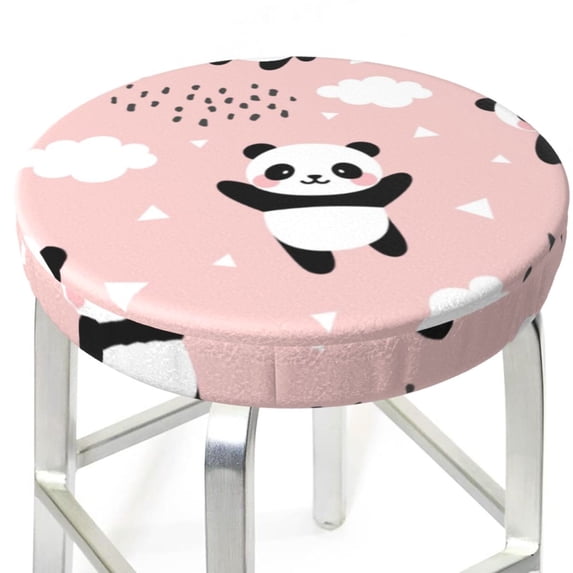 Uemuo Panda Pattern Round Bar Stool Seat Covers Washable Stool Cushion Slipcover Elastic Bar Chair Covers-14 inch