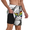 thumbnail image 1 of Uemuo Panda with Sun glasses Pattern Mens Swim Trunks Quick Dry Board Shorts with Mesh Lining, Stretch Beach Shorts Quick Dry No-Chafing Board Shorts-Small, 1 of 9