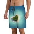 thumbnail image 1 of Uemuo Paradise Island Pattern Men's Swim Trunks Hawaiian Beach Bathing Suit Swimsuits Beach Quick-Dry Shorts with Pockets-3X-Large, 1 of 9