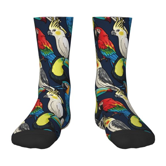 Uemuo Parrot Printed Kids Boys Socks Seamless Crew Socks Crazy Funny Athletic Sport Socks for Children