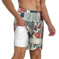 thumbnail image 1 of Uemuo Patchwork In Country Style Pattern Mens Swim Trunks Quick Dry Board Shorts with Mesh Lining, Stretch Beach Shorts Quick Dry No-Chafing Board Shorts-3X-Large, 1 of 9