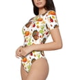 thumbnail image 1 of Uemuo Pattern Women's One Piece Short Sleeve Swimsuit Rash Guard Surfing Modest Quick-drying Swimsuit Beach Essentials-Large, 1 of 9