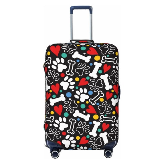 Uemuo Paw And Bones Printed Washable Luggage Cover - Fashion Suitcase Protector Fits 18-32 Inch Luggage -X-Large
