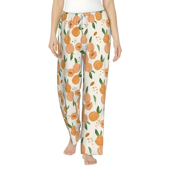 Uemuo Peaches Pattern Women's Wide Leg Palazzo Lounge Pants with Pockets Light Weight Loose Comfy Casual Pajama Pants-Medium