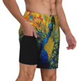 thumbnail image 1 of Uemuo Peacocks Pattern Mens Swim Trunks Quick Dry Board Shorts with Mesh Lining, Stretch Beach Shorts Quick Dry No-Chafing Board Shorts-, 1 of 9