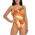 thumbnail image 1 of Uemuo Peanuts1 Print Women's One Piece Swimsuit Asymmetrical Neck Bathing Suit One Shoulder Side Cutout Ruffle Swimwear-XX-Large, 1 of 6