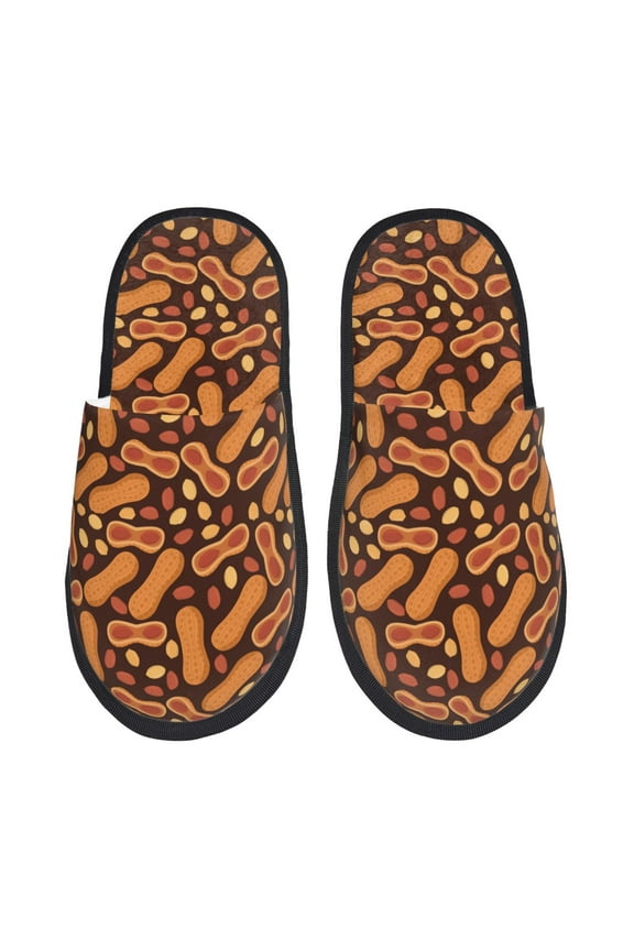 Peanuts2 Printe Plush Furry Slippers with EVA Sole for Men & Women, Cozy House Slippers, Soft and Warm Indoor Shoes for Winter Comfort-Medium
