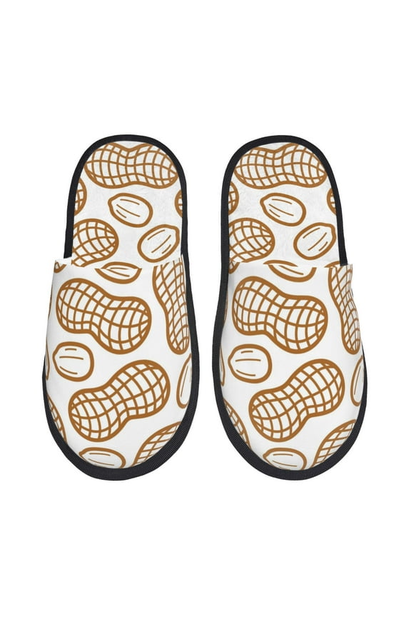 Peanuts7 Printe Plush Furry Slippers with EVA Sole for Men & Women, Cozy House Slippers, Soft and Warm Indoor Shoes for Winter Comfort-Medium