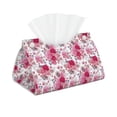 thumbnail image 1 of Uemuo Peonies And Roses Pattern Tissue Box Cover Holder, Triangle with Bottom Belt - PVC Leather Decorative Organizer for Tabletop, Bathroom, Car, Office, 1 of 9
