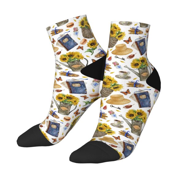 Uemuo Picnic Printed Crew Socks, Moisture-Wicking Socks, Athletic Socks for Men Breathable Cushion Socks Casual Sport Socks for Running Traveling