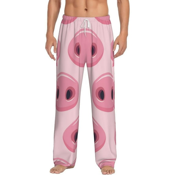 Uemuo Pig Nose Pattern Men's Wide Leg Palazzo Lounge Pants with Pockets Light Weight Loose Comfy Casual Pajama Pants-X-Large