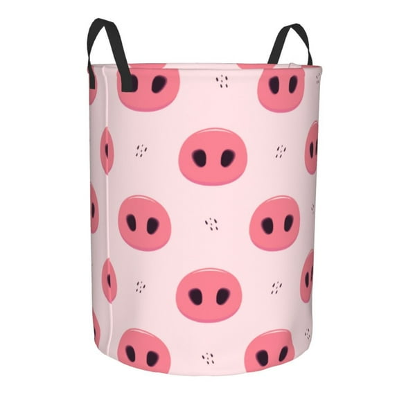 Uemuo Pig Noses Pattern Circular Laundry Hamper Basket with handles,Collapsible laundry basket,Large capacity laundry hamper,Laundry Organizer-Small